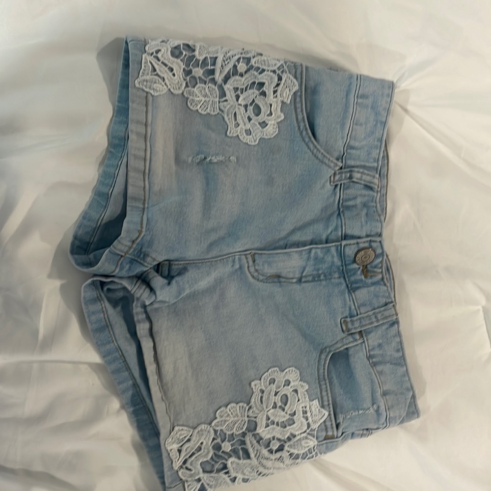 JUSTICE jean shorts size 12 light blue